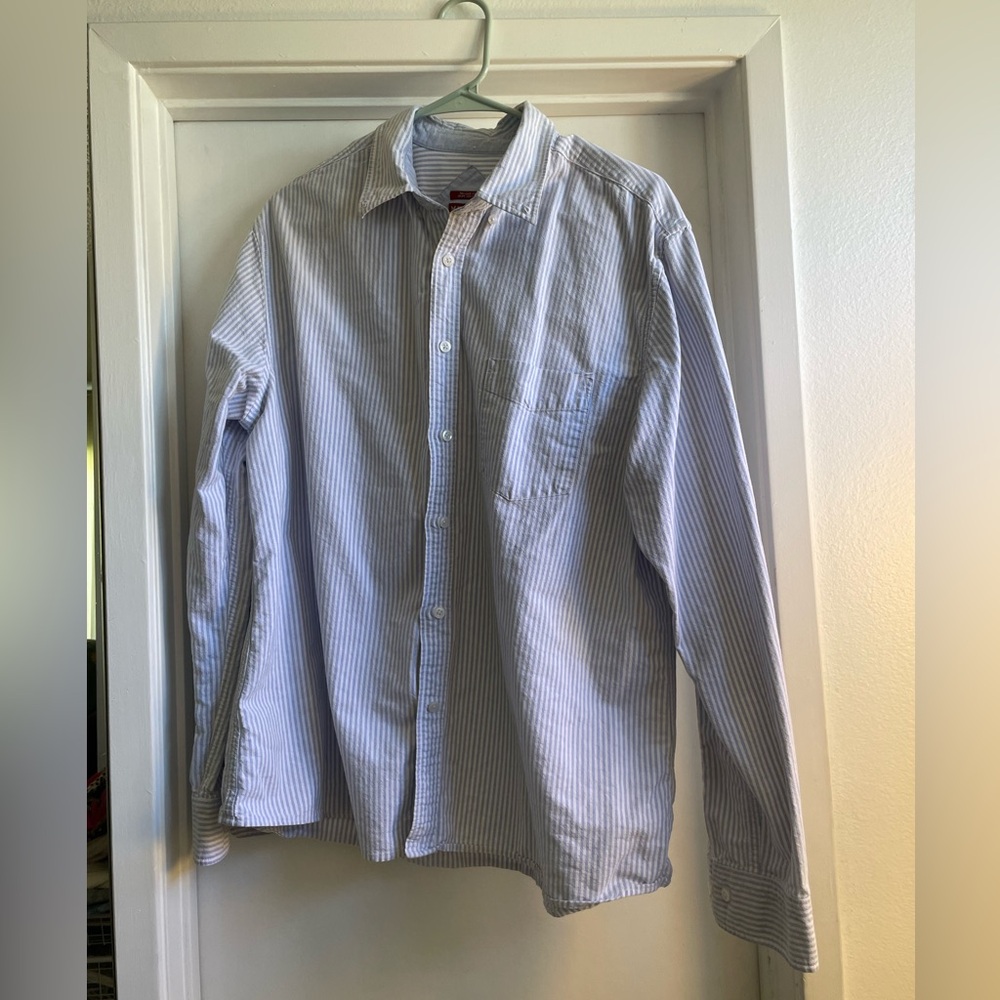 Merona blue and white striped button down XXL